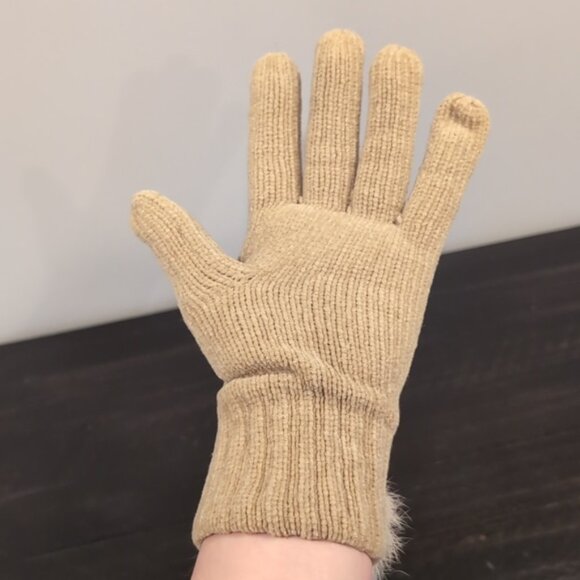 3/$20 LAURA Chenille Winter Gloves Faux Mink Fur Pom Poms Ribbed Acrylic Knit - Picture 8 of 11
